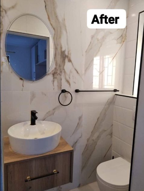 Bathroom after plumbing work
