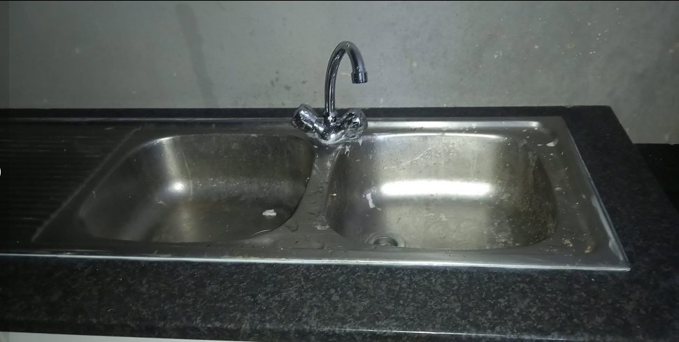 Kitchen sink before plumbing work